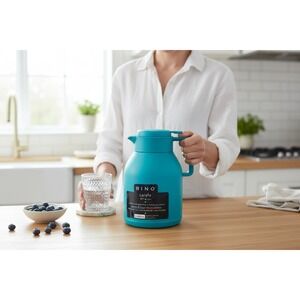 BINO Thermal Carafe Pitcher Unisex 1.0L Teal NWOT Vacuum Insulated Glass Liner